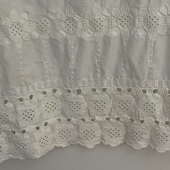 Dylan Botanical Blooms 100% Cotton White Eyelet Tunic Top Cottagecore XS Boho - Picture 4 of 13